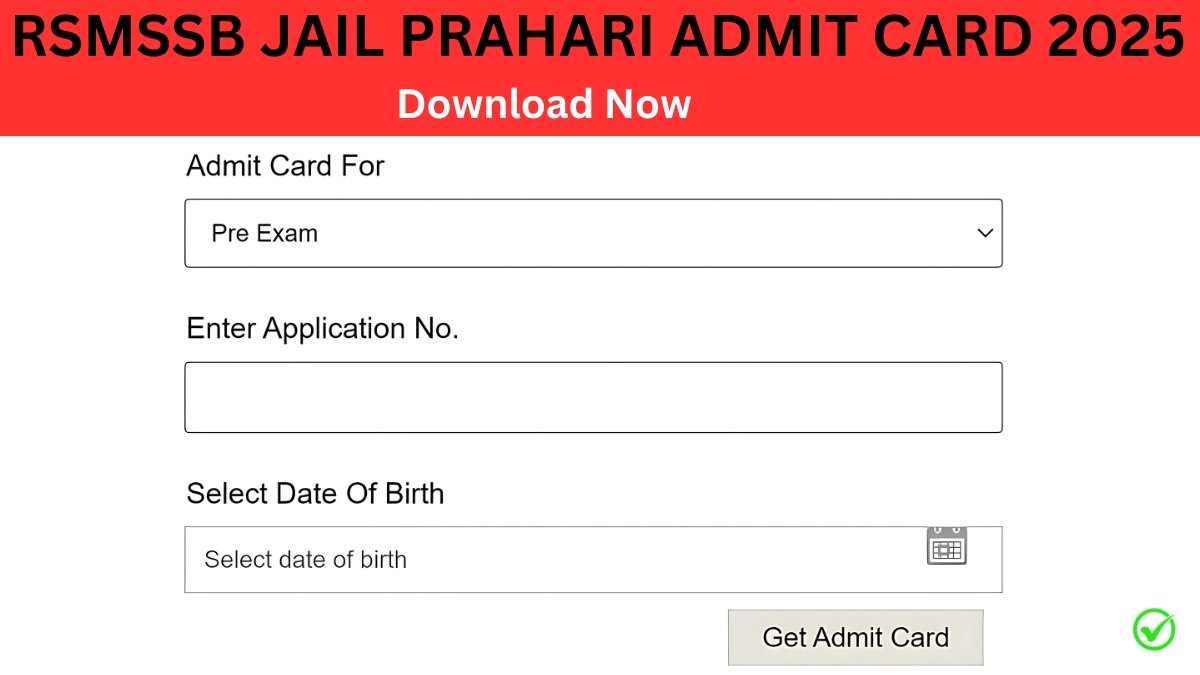 RSMSSB Jail Prahari Admit Card 2025